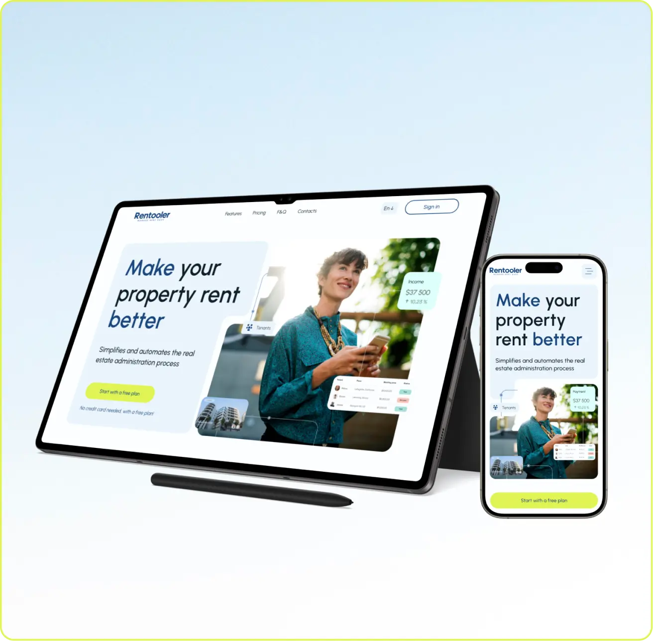 Crafting a user-friendly and stylish landing page for real estate management app.